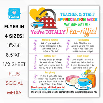 editable teacher appreciation week flyer sign set